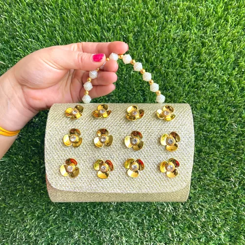 Mini Handmade Golden And White Clutch For Kids