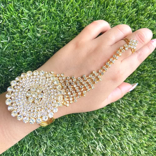 Silver Tone Haath Phool or Hath Panja for Women