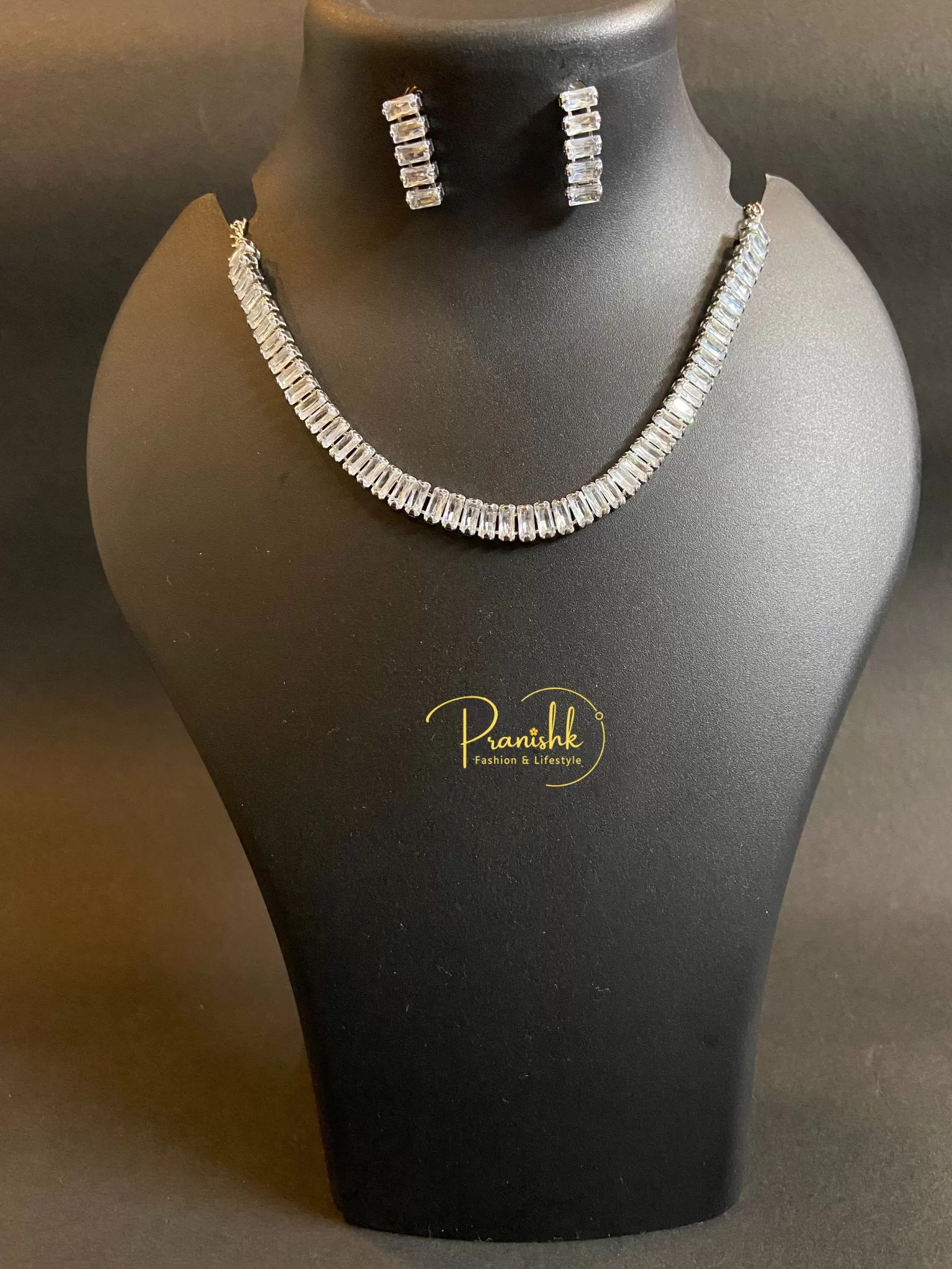 Silver Tone Single Line AD Necklace
