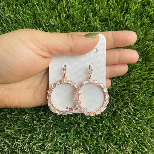 Rose Gold Colored Circular Efulgenz Party Earrings