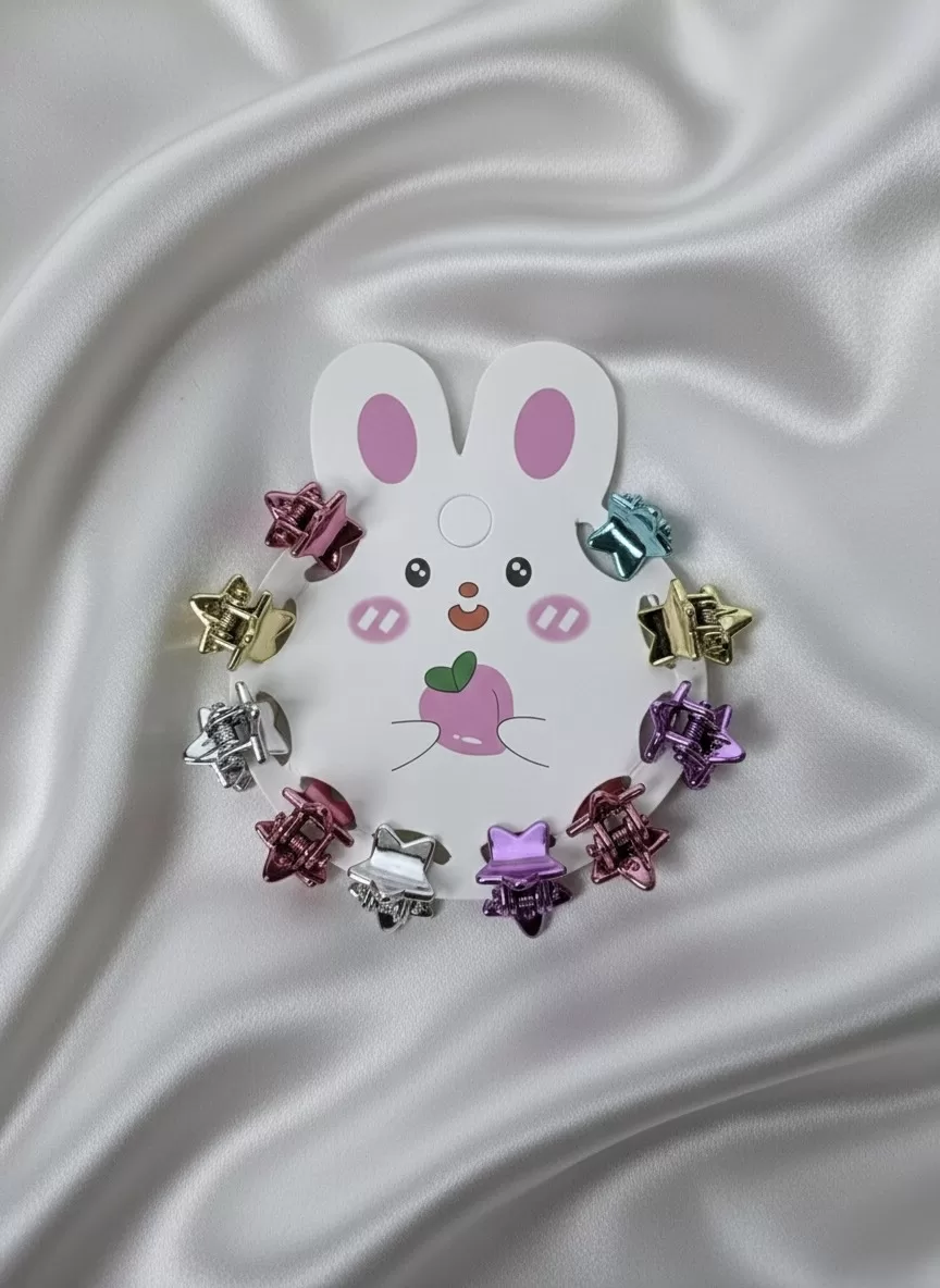 Mini Metallic Star Hair Claw Clips, Set of 12 (Multicolor, Cute Kids Hair Accessories)