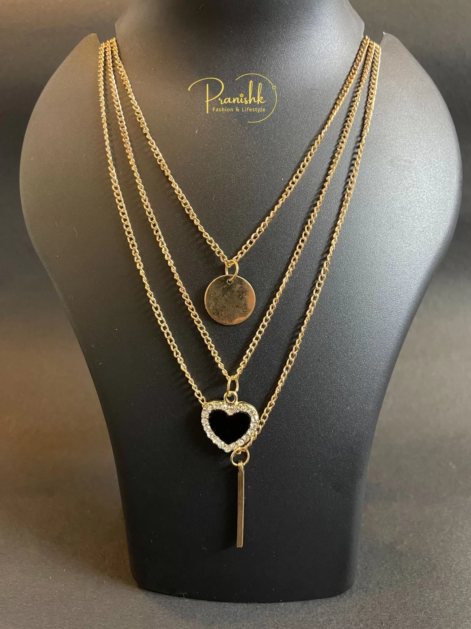 Cute Black Heart Pendant With Two More Pendants