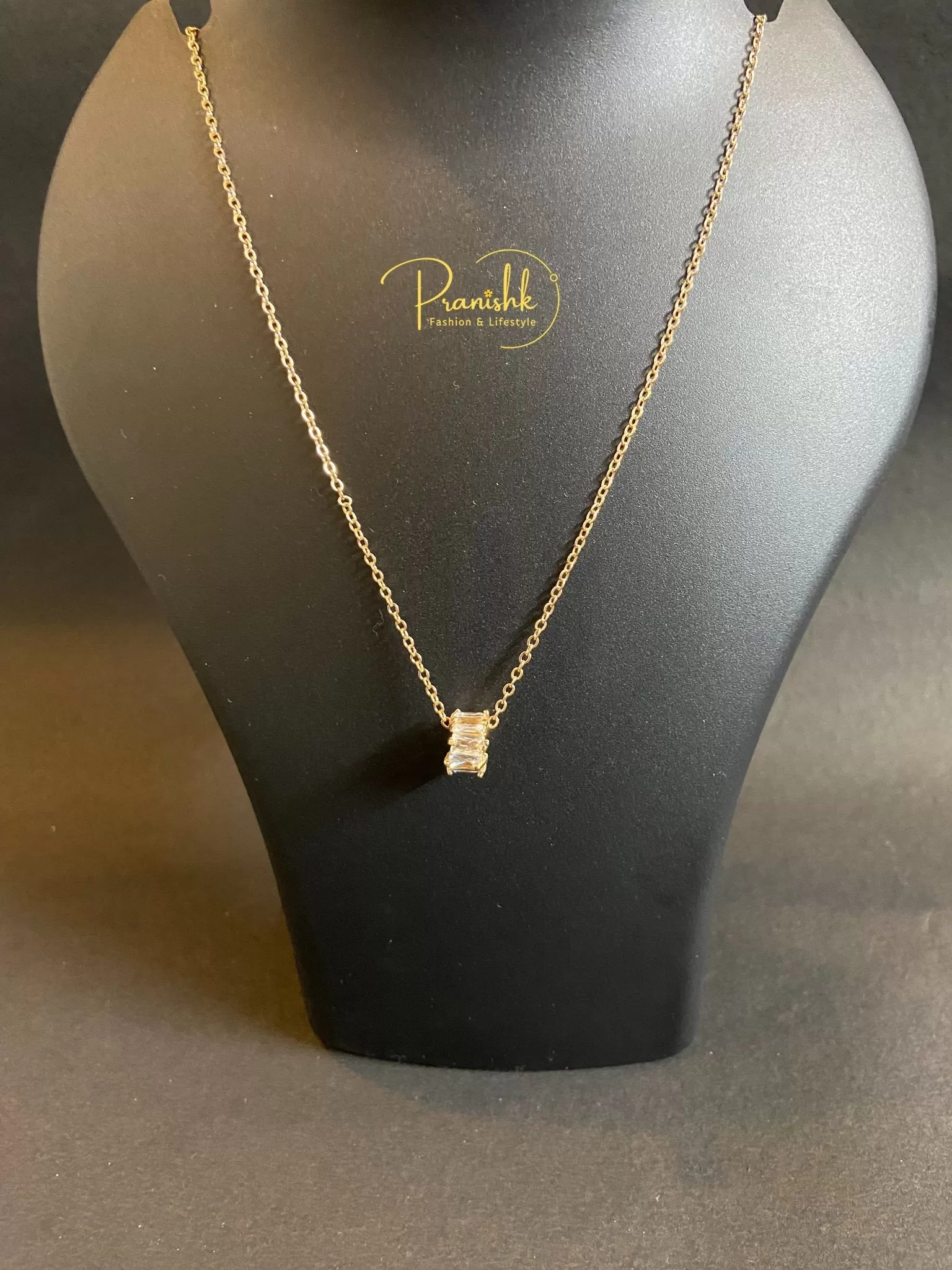 Gold Cute Little Circle With Crystal Pendant