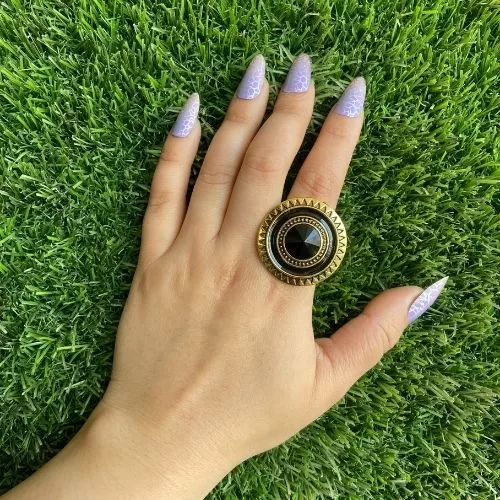 Ancient Black And Golden Circle Shape Egyptian Ring