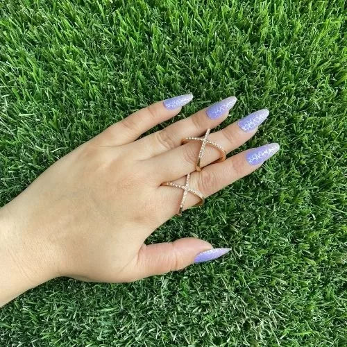 Double Cross Line Studded Ring
