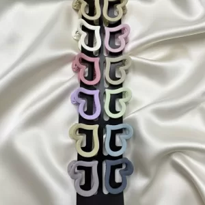 Matte Pastel Heart Hair Claw Clips – Set of 12 (Soft Touch Finish, Cute Girls & Women Accessories)